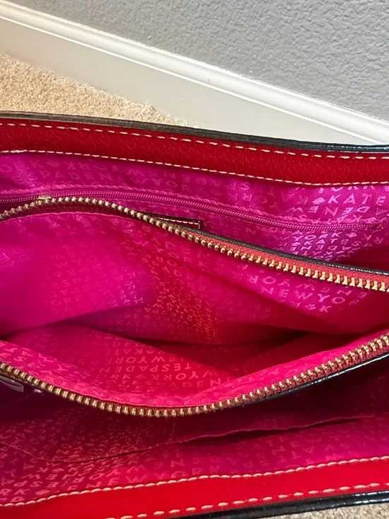 Kate Spade New York Red Leather Top-Handle Satchel Bag or Crossbody Bag - Picture 8 of 12